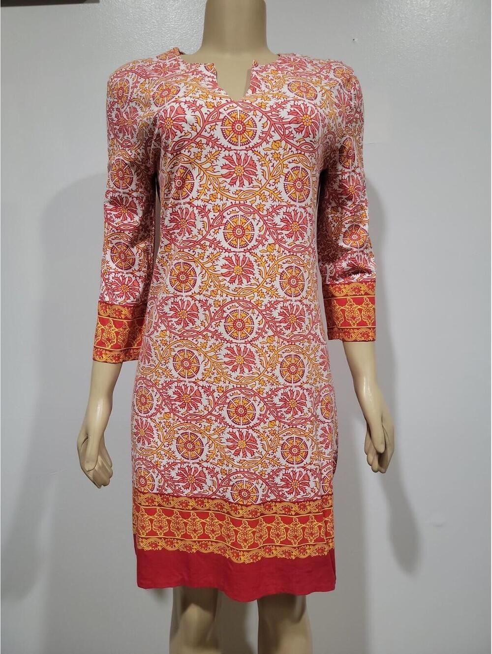 Coolibar Oceanside Tunic Dress Women M UPF 50 Orange Beach Coverup Travel #AA - Picture 3 of 8